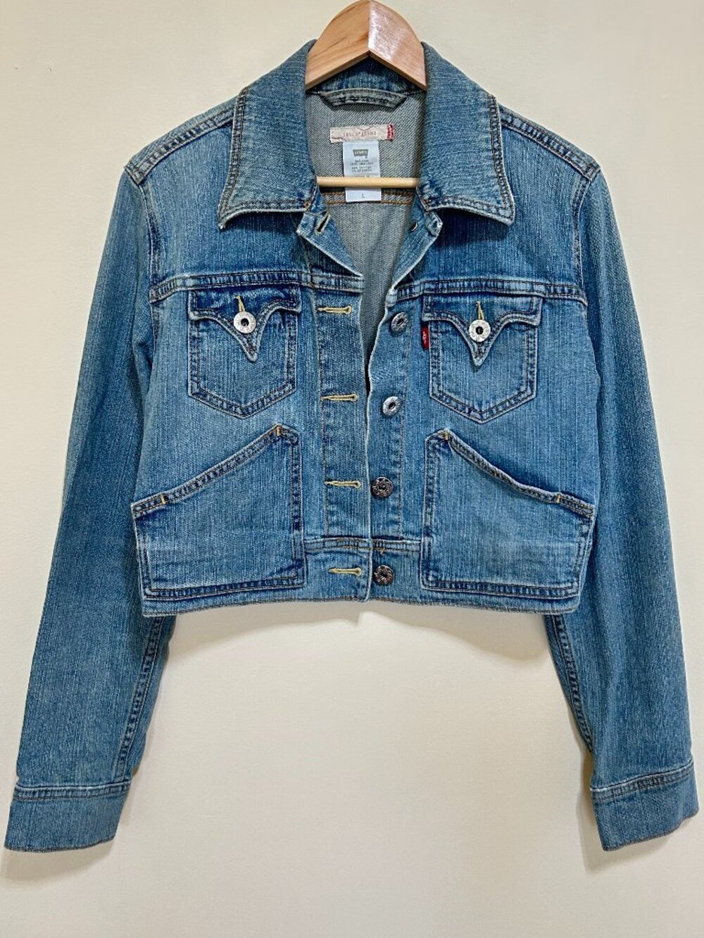 Levi's Jeans Cropped Denim Jacket Blue Size L